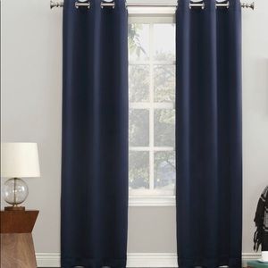Navy Curtains Grommet Top Silver Length 106” One Set